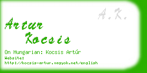artur kocsis business card